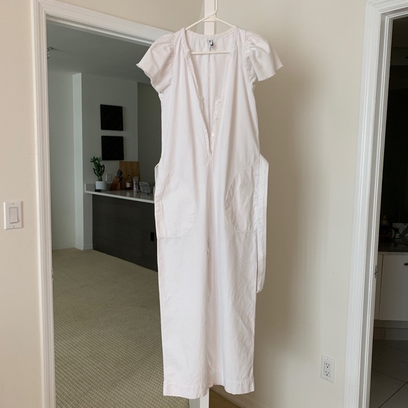 zara white rustic jumpsuit